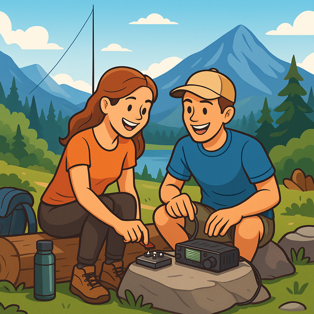 Portable ham radio setup in nature